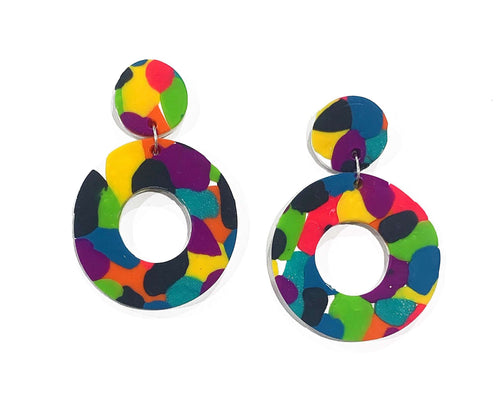 Colour burst large donut earrings