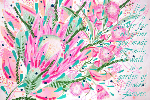 Sweet Blooms print with quote.