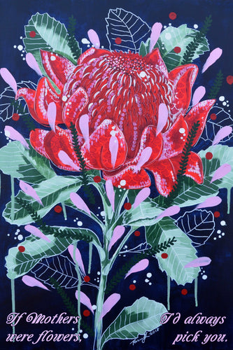 Waratah print with quote.