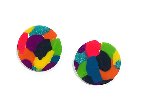 Colour burst large stud earrings
